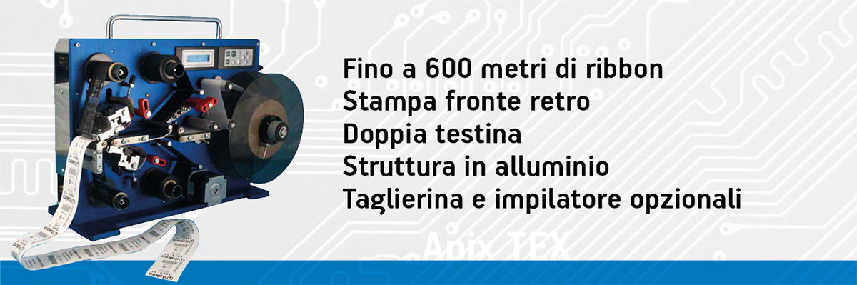 Stampante per etichette in tessuto e cartellini fronte retro