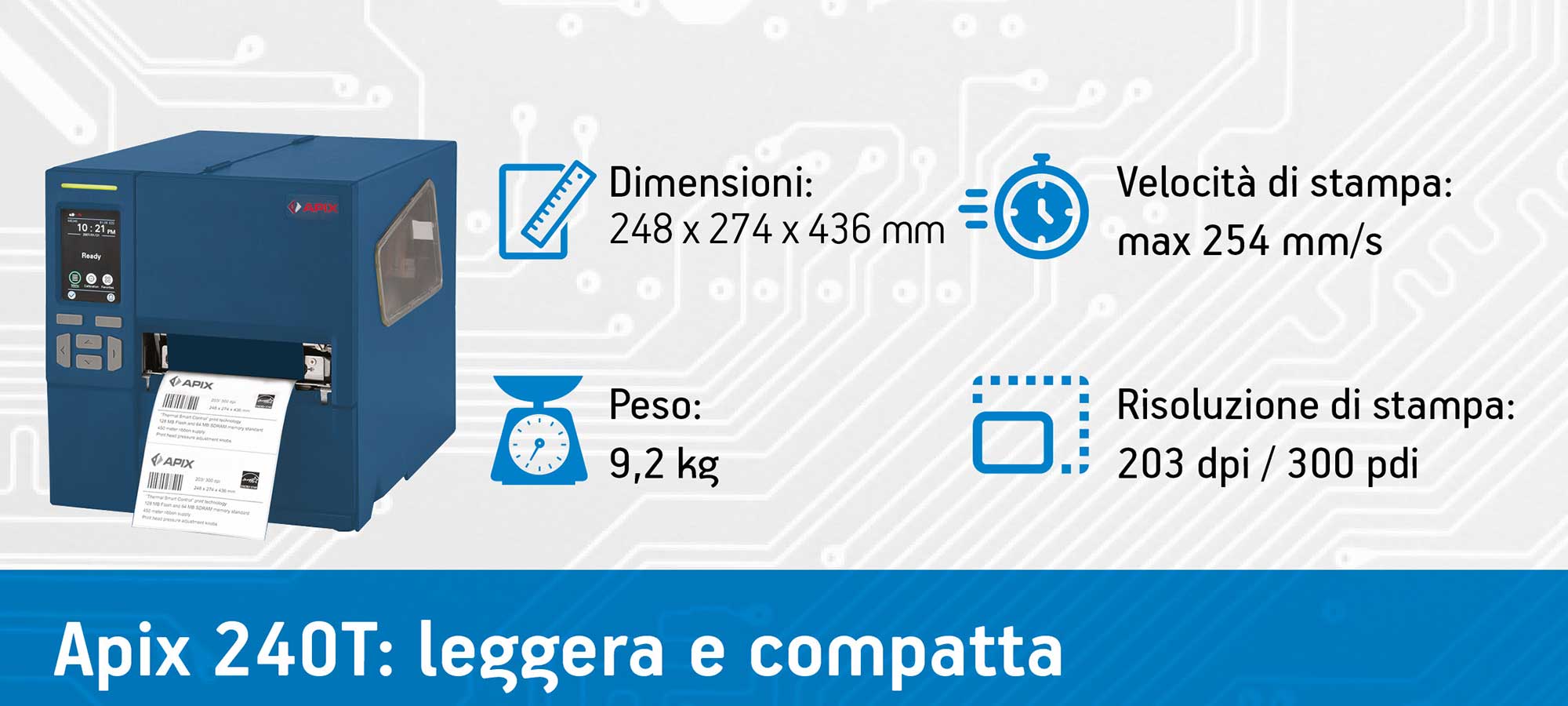 stampante etichette Apix 240T stampante per etichette industriale Apix 240T