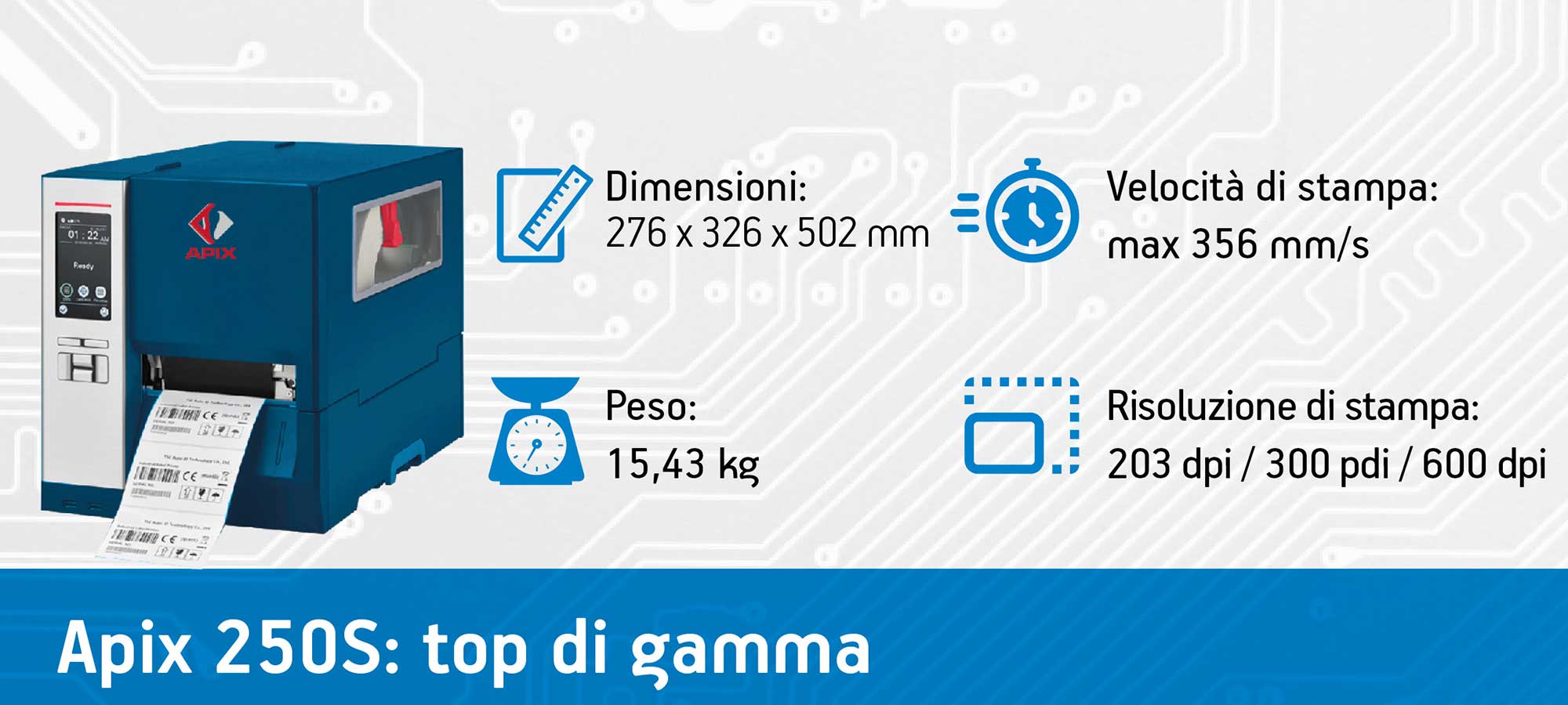 stampante-etichette-Apix-250S Stampante Apix 250S certificata dal Gruppo Zegna