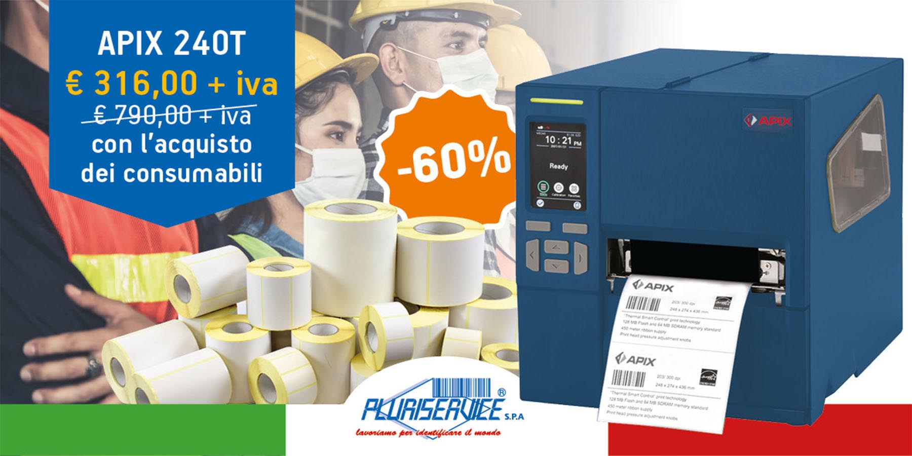 stampante per etichette industriale apix 240T in promozione stampante per etichette industriale apix 240T in promozione