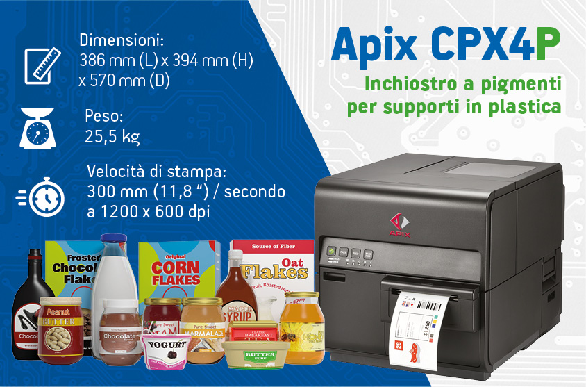 Stampante per etichette a colori in plastica APIX CPX4P Stampante per etichette a colori in plastica APIX CPX4P