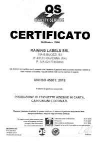 Certificazione ISO 45001 RAINING Certificazione ISO 45001 RAINING